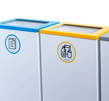 VISLUM paperera per reciclatge BIN blanca amb pictogrames